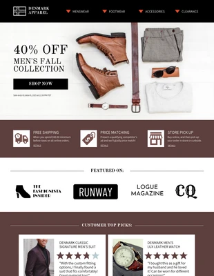 business  Template: Pagina di atterraggio Ecommerce Retail Fashion