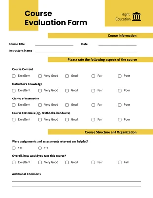 Free  Template: Formulários Educacionais Amarelos Simples