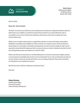 business  Template: Business Accounting Termination Letter