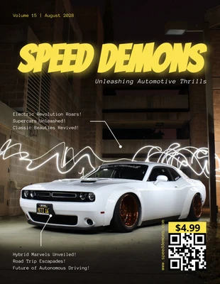 premium  Template: White And Yellow Minimalist Car Magazine