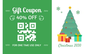 Free  Template: White And Green Modern Illustration Gift Christmas Coupons
