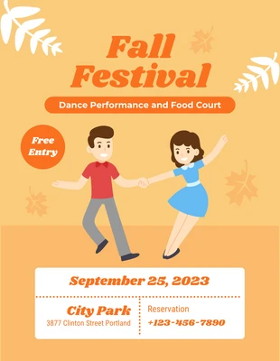 Free  Template: Yellow And Orange Fall Festival Flyer