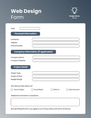 Free  Template: Formulário de web design cinza e azul