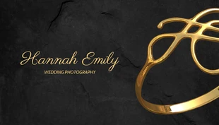 Black Modern Elegant Wedding Photography Business Card - Página 1