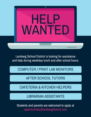premium  Template: School Jobs Help Wanted Poster