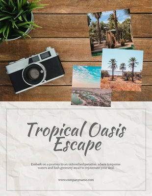 Free  Template: Póster Escape de oasis tropical de viaje de textura moderna beige