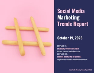 premium  Template: التقرير الفصلي الوردي للتسويق عبر وسائل التواصل الاجتماعي