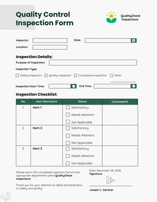 premium  Template: Grey Simple Clean Inspection Forms