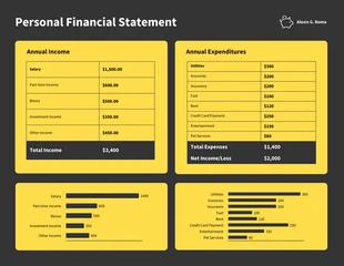 Free  Template: Modèle d'état financier personnel Excel