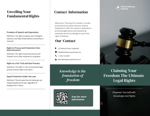 Free  Template: Brochure juridique simple à trois volets noire et verte
