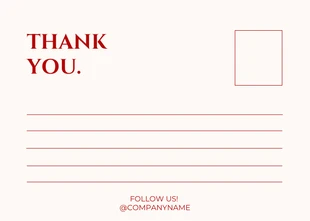 Beige And Red Minimalist Business Thankyou Postcard - Seite 2