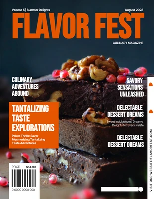 Free  Template: غلاف مجلة الغذاء البرتقالي الداكن البسيط