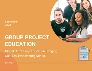 Free  Template: Präsentation des Orange Circle Group-Projekts zur Bildung