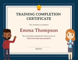 Free  Template: Certificado de treinamento em ilustração simples marinho e creme