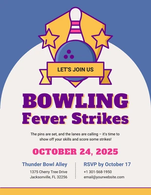 Free  Template: Yellow And Blue Bowling Event Invitation