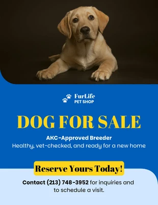 Free  Template: Plantilla de volante de Perro en Venta