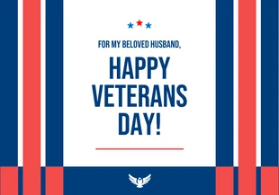 business  Template: Cartão Feliz Dia dos Veteranos Minimalista Azul e Vermelho