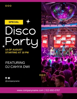 Free  Template: Black And Purple Modern Disco Party Flyer