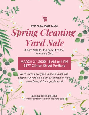 Free  Template: Baby Pink Aesthetic Spring Yard Sale Flyer