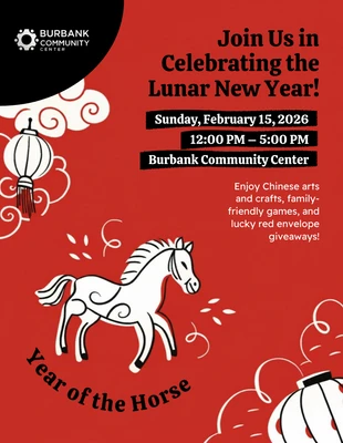 Free Template: ملصق رأس السنة الصينية لعام الحصان