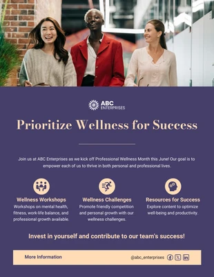 Free  Template: Prioritize Wellness in June Mental Health Poster