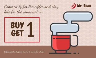 Free  Template: Kaufe einen und erhalte einen Kaffee-Gutschein