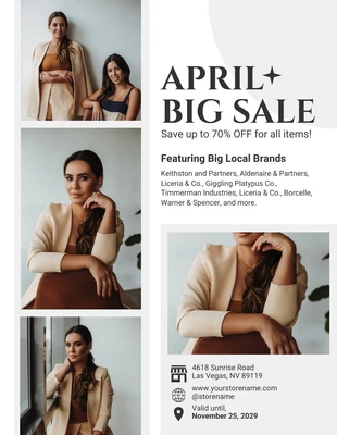 Free  Template: White And Light Grey Minimalist April Big Sale Flyer