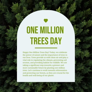 Free  Template: لافتة إنستغرام ليوم شجرة بسيطة باللونين الأخضر والأبيض