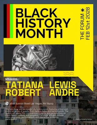 Free  Template: Yellow Black History Month Forum Poster