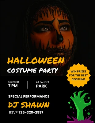 Free  Template: Black Orange Costume Party Halloween Invitation