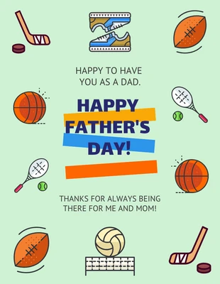Free  Template: بطاقة عيد أب سعيد للرياضة