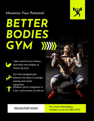 Free  Template: Black And Green Modern Gym Flyer
