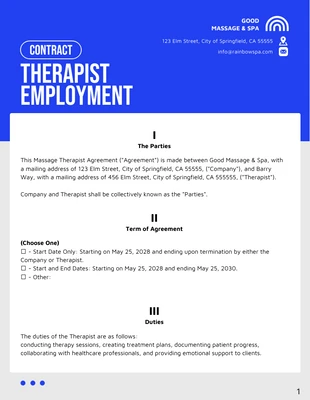 premium  Template: Plantilla de contrato de trabajo para terapeuta