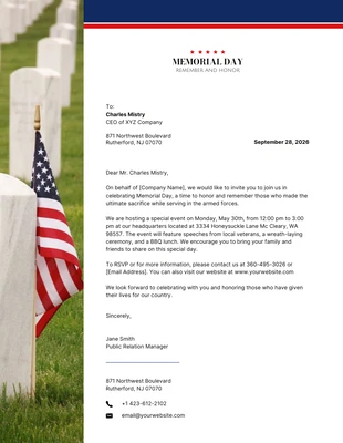 Free  Template: Red and Blue Memorial Day Lettehead