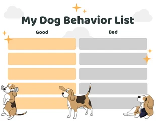 Free  Template: Modelo simples e branco de agenda de comportamento do meu cão