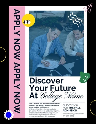 Free  Template: Black Pink White Fun College Admission Poster Template