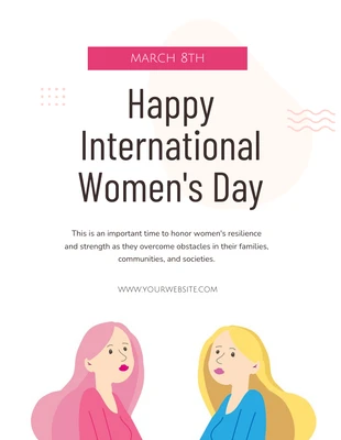 Free  Template: Pink and Blue Feliz Dia Internacional da Mulher