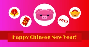Free  Template: Lebendiger Facebook-Post zum chinesischen Neujahr