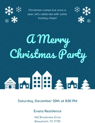 Free  Template: Convite para festa de Natal em azul gelo