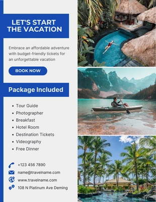 Free  Template: Light Grey And Blue Modern Photo Collage Start Vacation Travel Poster