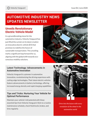 Free  Template: Automotive Industry News Updates Newsletter