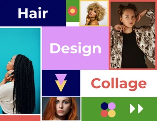Free  Template: Funny Color Hair Design Collages