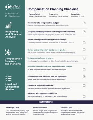 business interactive Template: Lista de verificação de planejamento de compensação