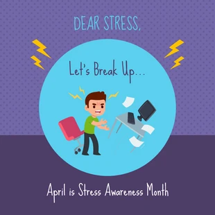 Free  Template: Lustiger Instagram-Beitrag zum Monat des Stressbewusstseins