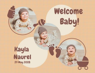 Free  Template: Beige And Orange Simple Ellipse Baby Collage