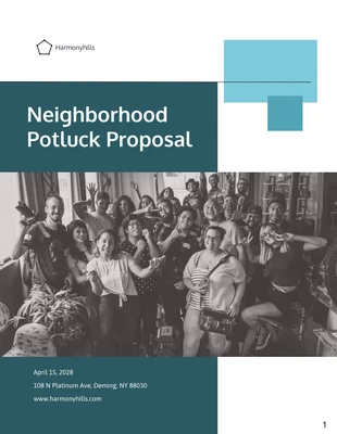 Free  Template: Dark Green Neighborhood Potluck Proposal