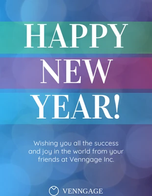 Free  Template: Cartão de Feliz Ano Novo em degradê