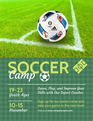 Free  Template: Green Modern Soccer Camp Flyer