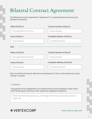 business interactive Template: Plantilla de contrato bilateral