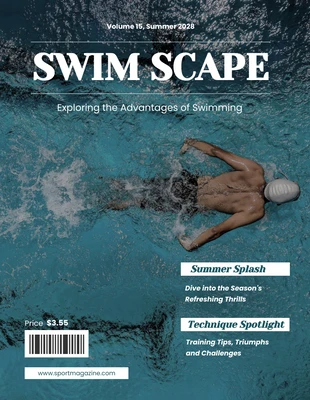Free  Template: Portada de la revista Water Blue Sports